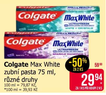 Colgate Max White zubní pasta 75 ml, různé druhy