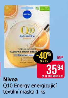 Nivea Q10 Energy energizující textilní maska 1 ks