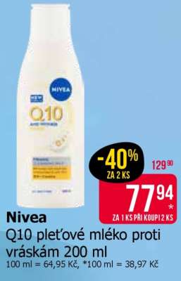 Nivea Q10 pleťové mléko proti vráskám 200 ml