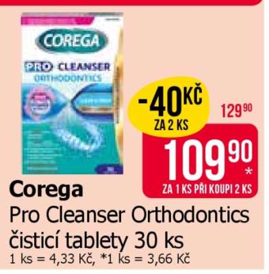 Corega Pro Cleanser Orthodontics čisticí tablety 30 ks