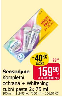 Sensodyne Kompletní ochrana + Whitening zubní pasta 2x 75 ml