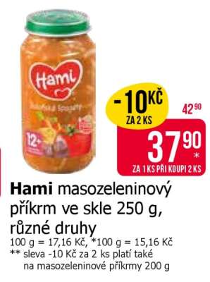 Hami masozeleninový příkrm ve skle 250 g, různé druhy