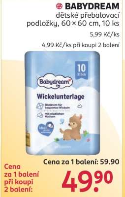 BABYDREAM dětské přebalovací podložky, 60 × 60 cm, 10 ks