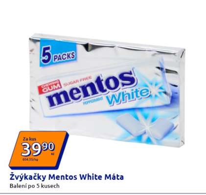 Žvýkačky Mentos White Máta