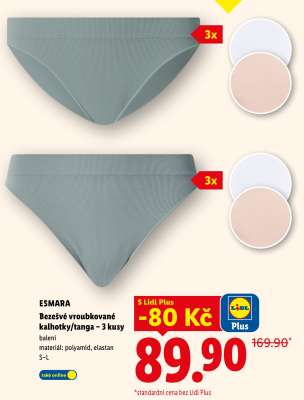 ESMARA Bezešvé vroubkované kalhotky/tanga – 3 kusy
