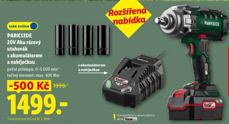 PARKSIDE 20V Aku rázový utahovák s akumulátorem a nabíječkou