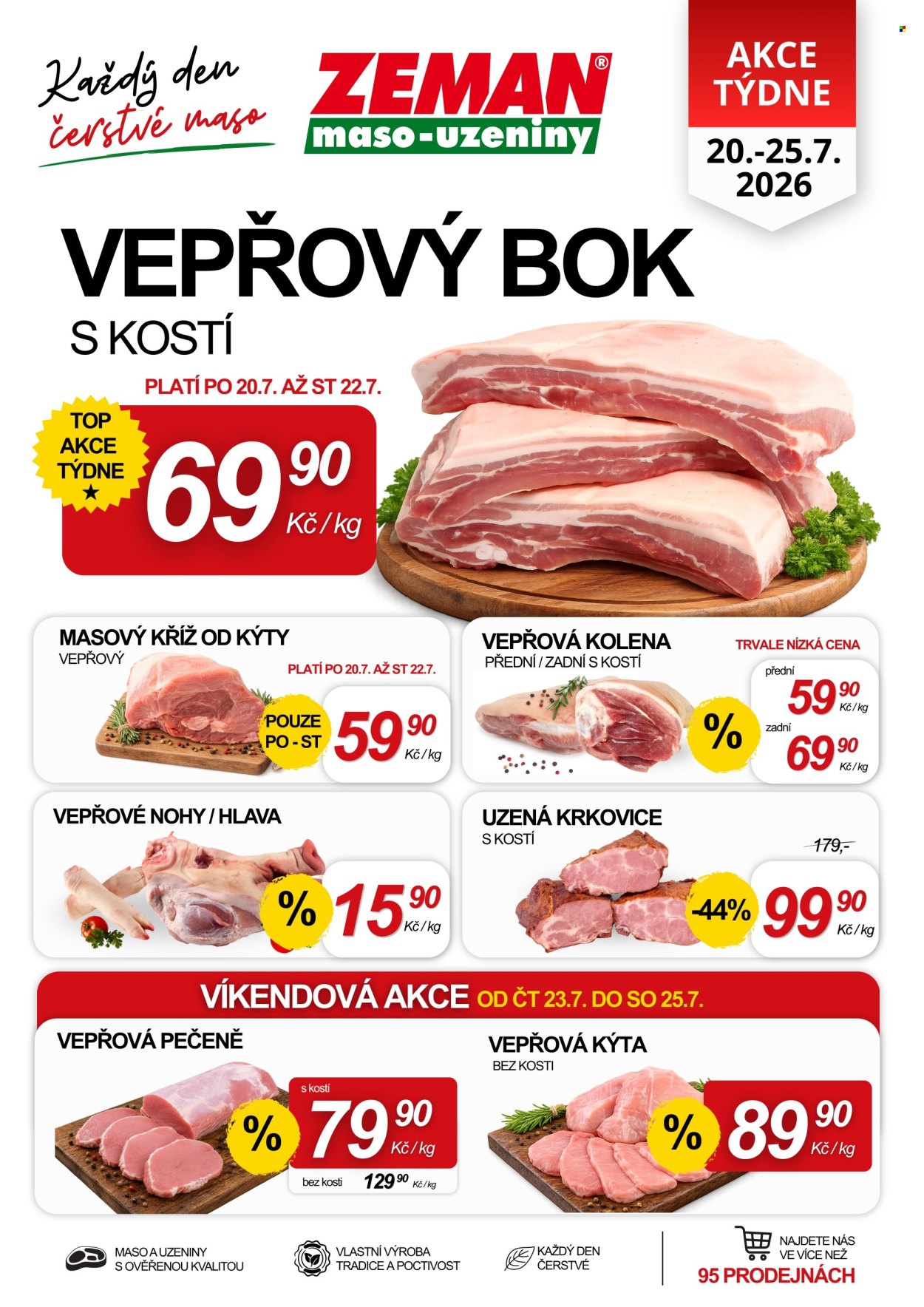 Leták ZEMAN maso-uzeniny - 20. 7. 2026 - 25. 7. 2026. Strana 1
