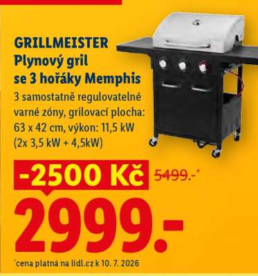 GRILLMEISTER PLYNOVÝ GRIL SE 3 HOŘÁKY MEMPHIS