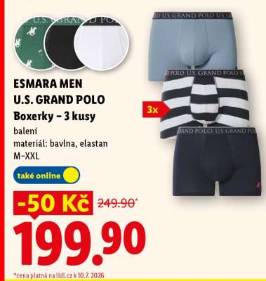 esmara Men U.S. Grand Polo boxerky – 3 kusy