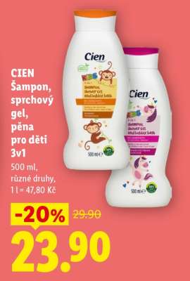 Cien ŠAMPON, SPRCHOVÝ GEL, PĚNA PRO DĚTI 3V1