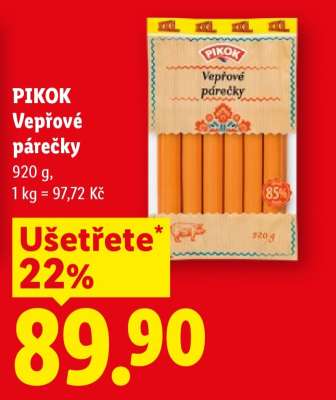 PIKOK VEPŘOVÉ PÁREČKY
