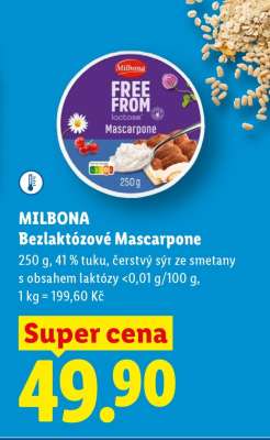 MILBONA Bezlaktózové Mascarpone