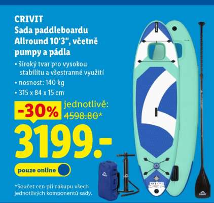CRIVIT Sada paddleboardu Allround 10'3", včetně pumpy a pádla