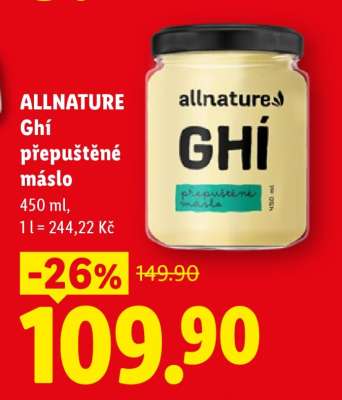 Allnature Ghí přepuštěné máslo