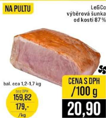 Le&Co výběrová šunka od kosti 87%