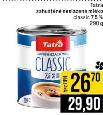 Tatra Zahuštěné neslazené mléko