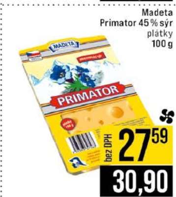 Madeta Primator 45 % sýr plátky