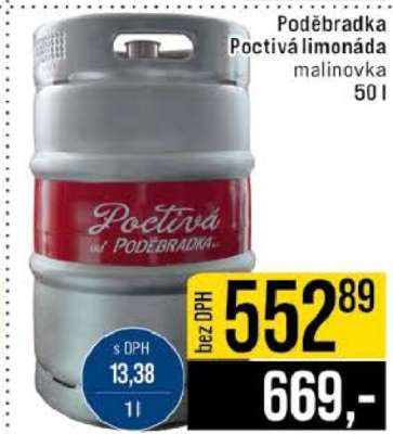 Poděbradka Poctivá limonáda malinovka