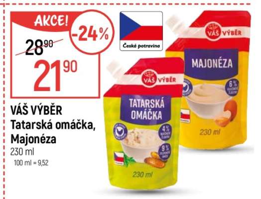 VÁŠ VÝBĚR Tatarská omáčka, Majonéza