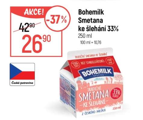 Bohemilk Smetana ke šlehání 33%