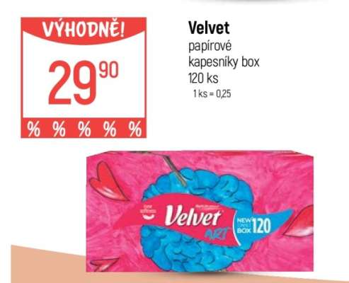 Velvet papírové kapesníky box 120 ks