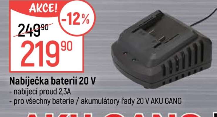Nabíječka baterií 20 V