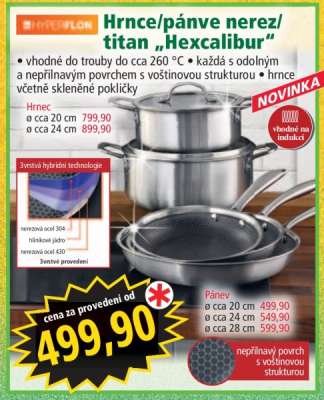 Hrnce/pánve nerez/titan „Hexcalibur“