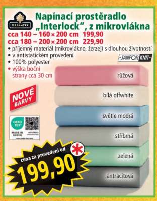 Napínací prostěradlo „Interlock“, z mikrovlákna