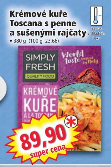 Krémové kuře Toscana s penne a sušenými rajčaty