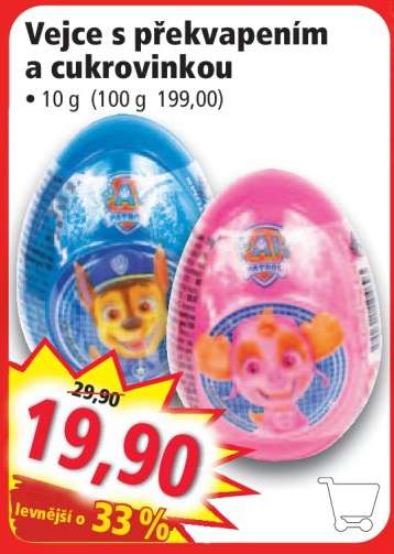 Vejce s překvapením a cukrovinkou