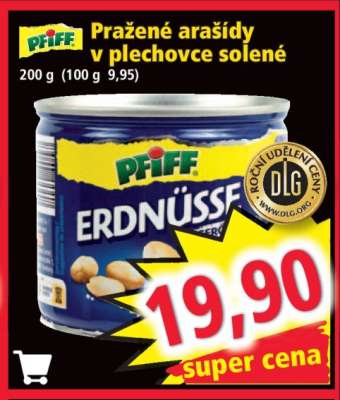 Pražené arašídy v plechovce solené