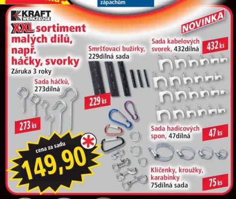 XXL sortiment malých dílů, např. háčky, svorky