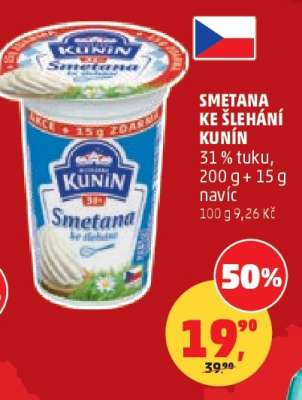SMETANA KE ŠLEHÁNÍ KUNÍN