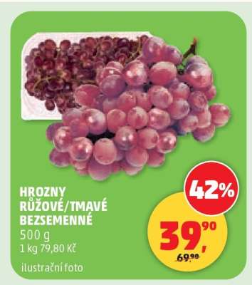 Hrozny růžové tmavé bezsemenné