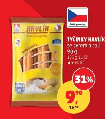 Tyčinky Havlík se sýrem a solí