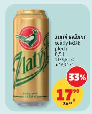 ZLATÝ BAŽANT světlý ležák plech 0,5 l