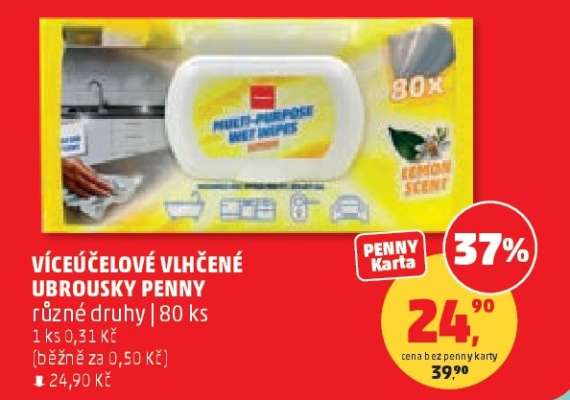 Víceúčelové vlhčené ubrousky Penny