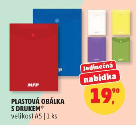 Plastová obálka s drukem