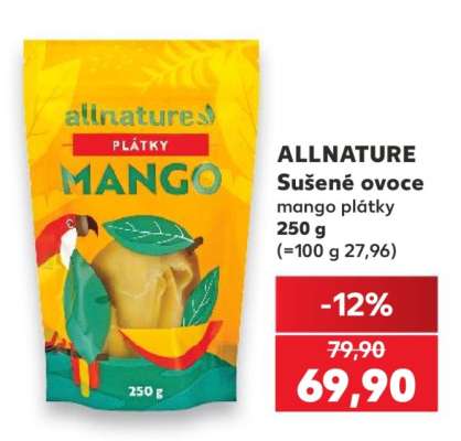 ALLNATURE Sušené ovoce mango plátky 250 g