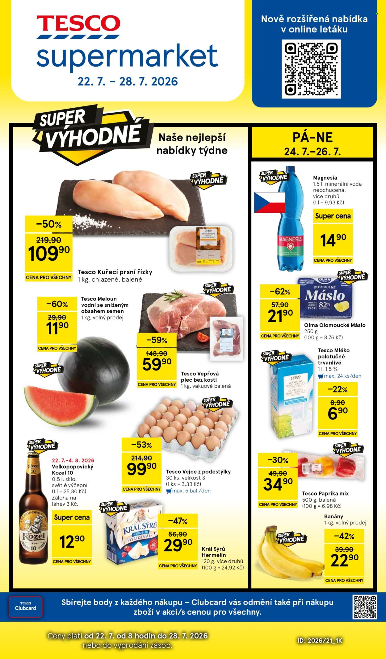 Leták TESCO supermarket - 22. 7. 2026 - 28. 7. 2026. Strana 1