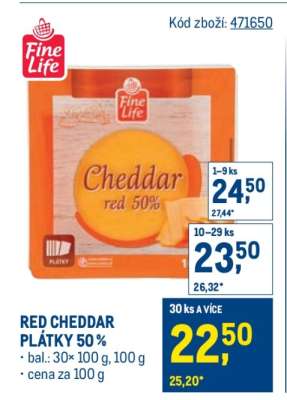 RED CHEDDAR PLÁTKY 50 %