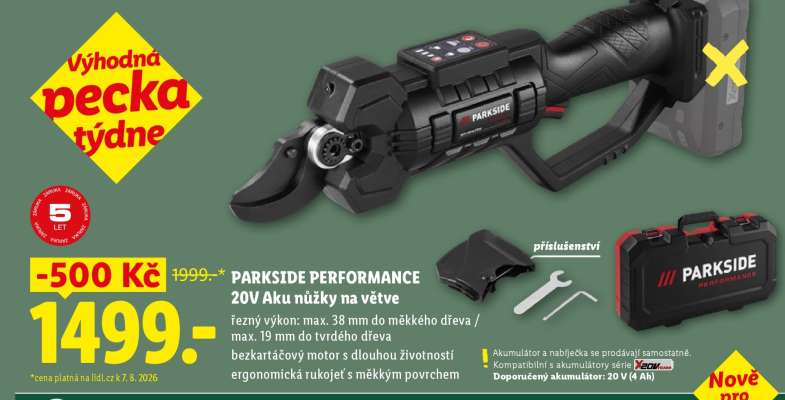 PARKSIDE PERFORMANCE 20V Aku nůžky na větve