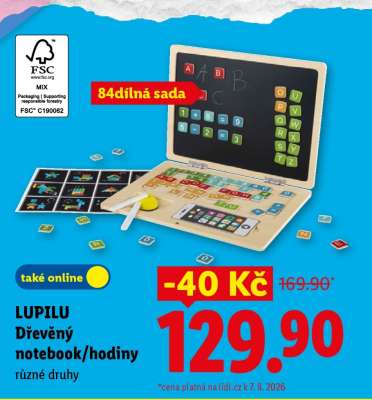 LUPILU Dřevěný notebook / hodiny