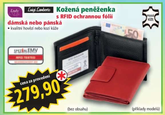 Kožená peněženka s RFID ochrannou fólií