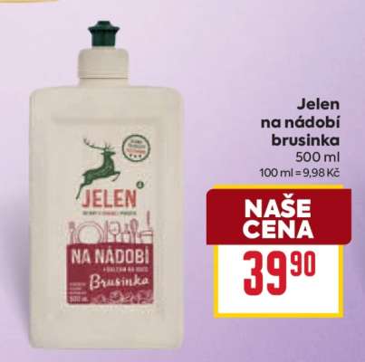 Jelen na nádobí brusinka