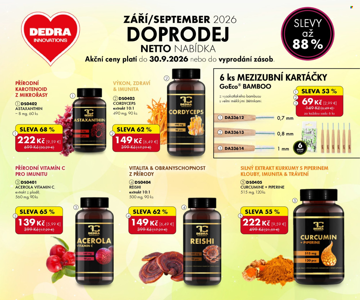 Leták Dedra - 1. 9. 2026 - 30. 9. 2026. Strana 1