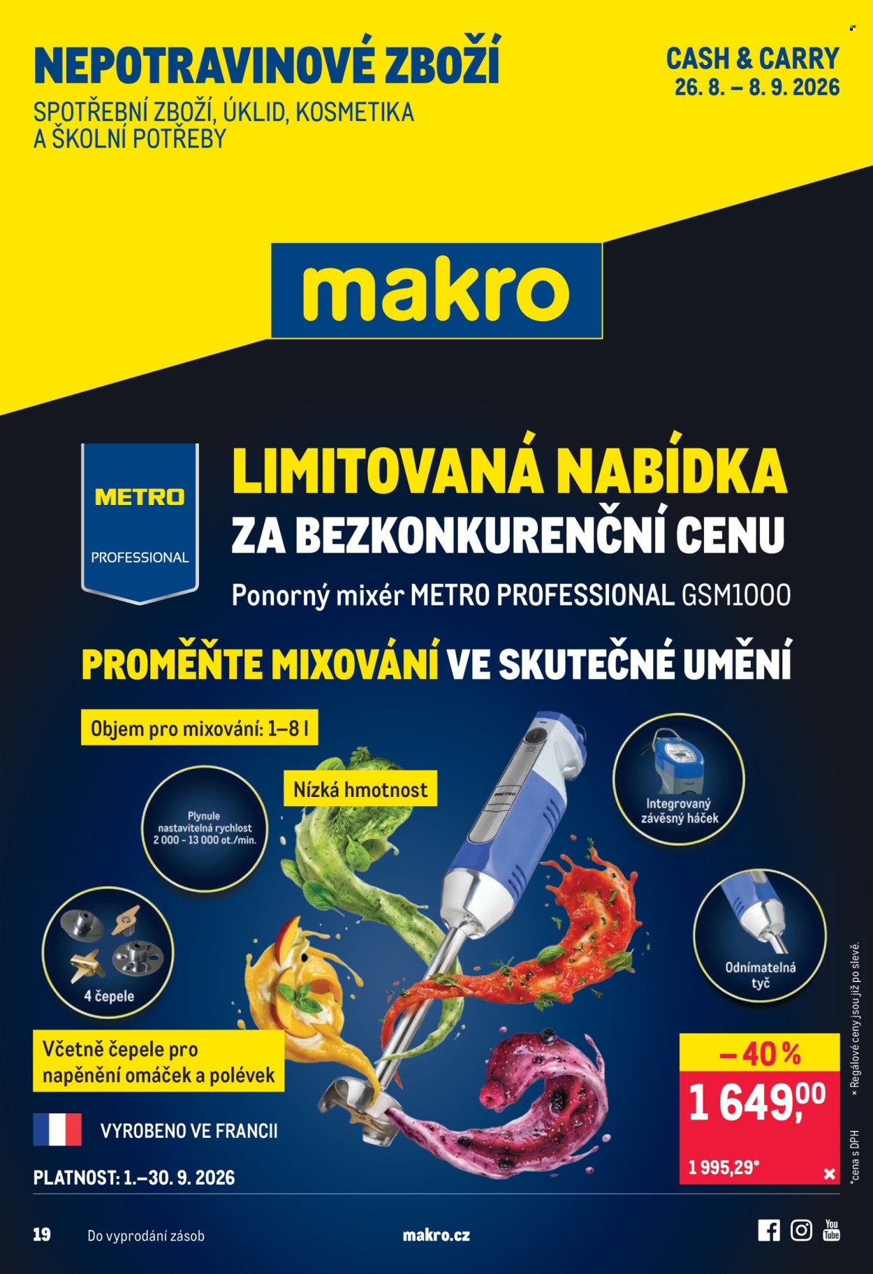 Leták MAKRO - 26. 8. 2026 - 8. 9. 2026. Strana 1