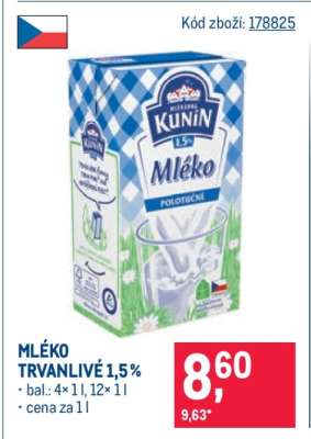 Mléko trvanlivé 1,5 %