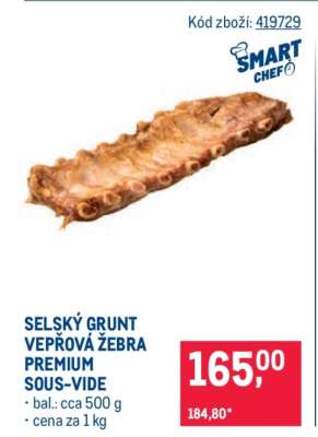 SELSKÝ GRUNT VEPŘOVÁ ŽEBRA PREMIUM SOUS-VIDE