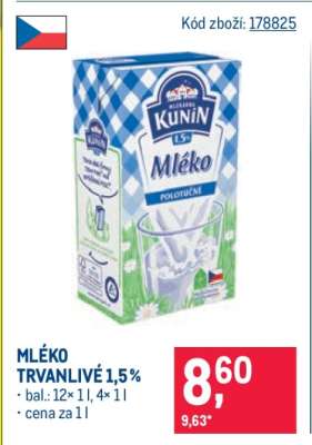 Mléko trvanlivé 1,5 %